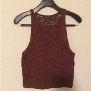 Maroon lace crop top